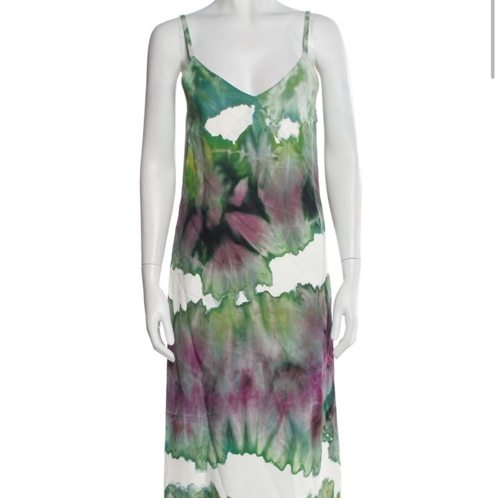 Acne Multicolor Tie-Dye Midi Dress in Green, Purple & White